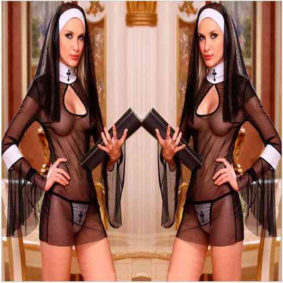 Костюм похотливой монашки - S - Черный – Ролевые костюмы Винница