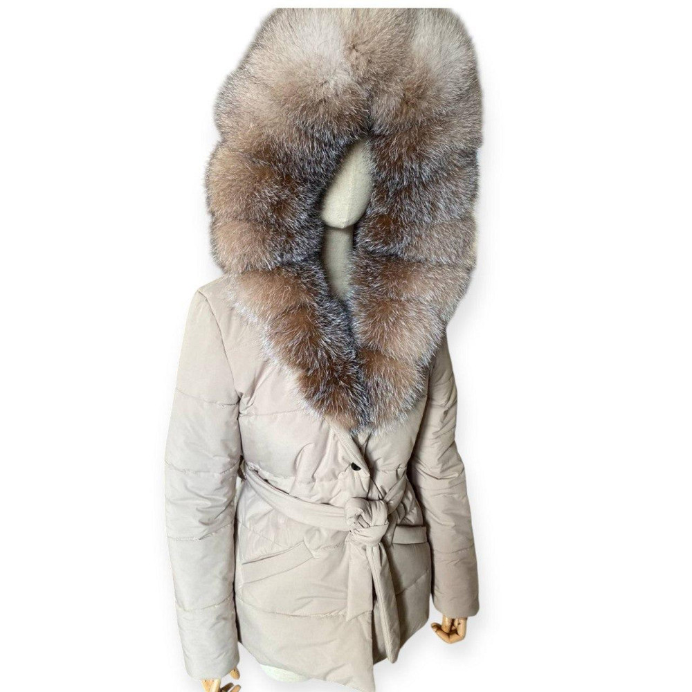 Жіночий пуховик Oslo з хутром фінського песця Бежевий, 50, Рудий Блюфрост Харків - фото 3