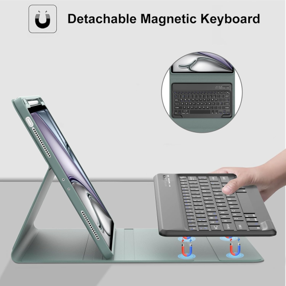Чохол-клавіатура для iPad Air 13 дюймів (M2 2024/ M3 2025) - клавіатура QWERTY UK з розкладкою для iPad Pro 12,9 дюймів 6-го/5-го Київ