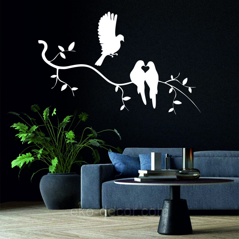 Декоративное настенное Панно «Птичка на ветке», Декор на стену 70*44 см, Белый Киев - изображение 1