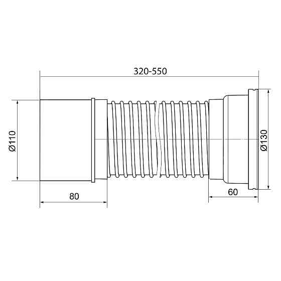 Гофротруба OPTIMUM унітазна армована 110/550мм для пластикової каналізації OPTI 11032/55 Київ