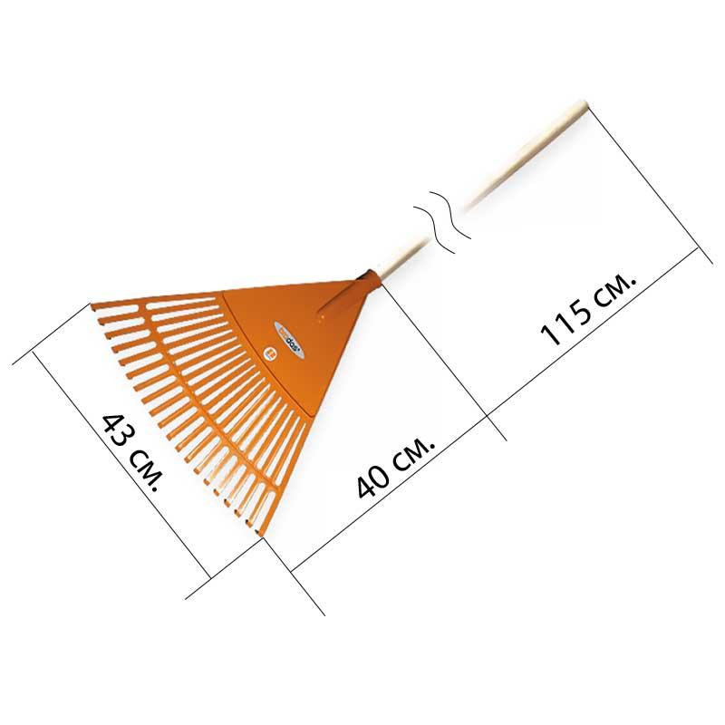 Граблі віялові 20 зубців з дерев'яним держаком, KT-CX20H Київ - фото 2
