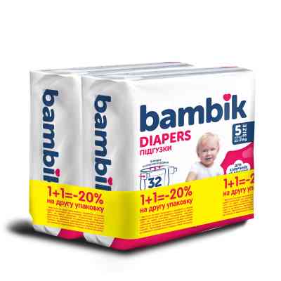 Підгузки Bambik Medium 11-25 кг Розмір 5 Junior 2 х 36 шт (4823071664041) Вінниця