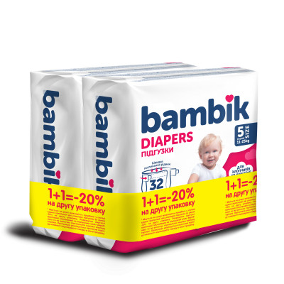 Підгузки Bambik Medium 11-25 кг Розмір 5 Junior 2 х 36 шт (4823071664041) Вінниця - фото 1
