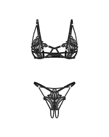 Комплект Obsessive Luise Sublim Black 2-pcs crotchless set 2XL/3XL Львов