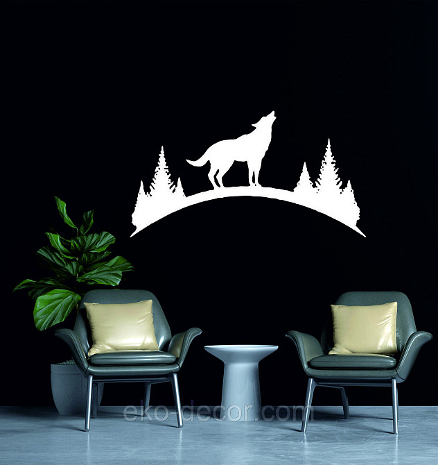 Декоративное настенное Панно «Волк», Декор на стену 110*58 см, Белый Киев - изображение 2