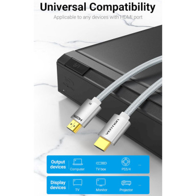 Кабель HDMI M - M, 2.0 м, V2.1, 8K 60Гц обплетення, Silver Metal Type Vention Винница - изображение 5