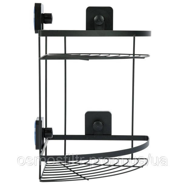 Полиця кутова Axentia 2 яруси 22х34х22 см на присосках чорна метал з порошковим покриттям (135969) Київ - фото 1