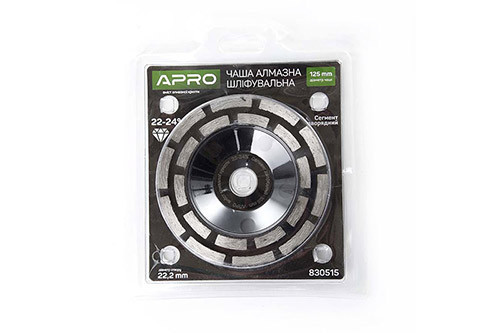 Чаша алмазна шліфувальна 125 мм 22-24% Сегмент дворядний APRO Рівне - фото 1