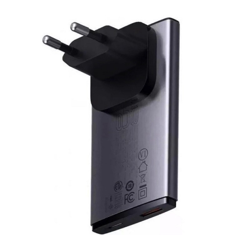 Мережевий зарядний пристрій з  кабелем Baseus GaN5 Pro Ultra-Slim Fast Charger C+U 65W Gray((With Mini White Cable C to C Киев - изображение 3