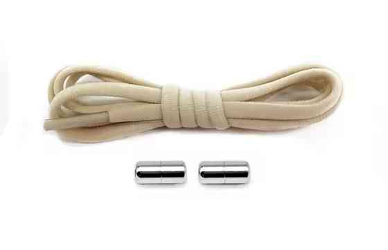 Шнурки эластичные полукруглые без завязок с металлическими застежками Бежевый Смела