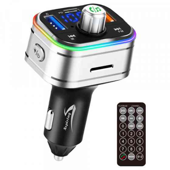 Автомобільний FM-трансміттер Aspiring Wave 3 PD 20W LED/Bluetooth/MicroSD/DSP/QC3.0 (WV965771) Киев