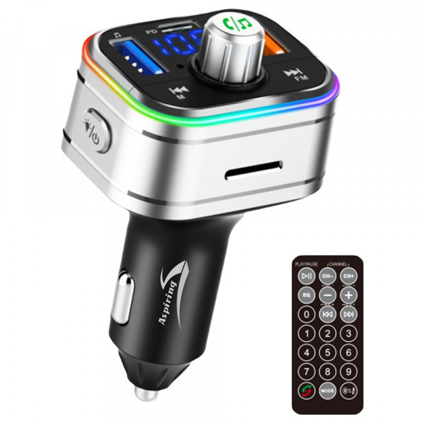 Автомобільний FM-трансміттер Aspiring Wave 3 PD 20W LED/Bluetooth/MicroSD/DSP/QC3.0 (WV965771) Киев - изображение 1