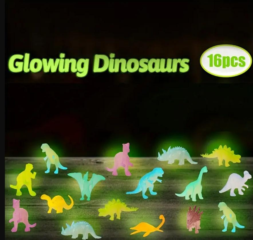 Набір 16 диназавриків, що світятьсі в темряві. Яскраві мініатюрні динозаври, що світяться. Київ - фото 2