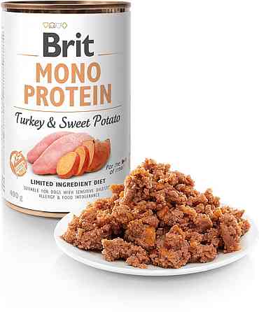Влажный корм для собак Брит Brit Mono Protein с индейкой и бататом 400 г Винница