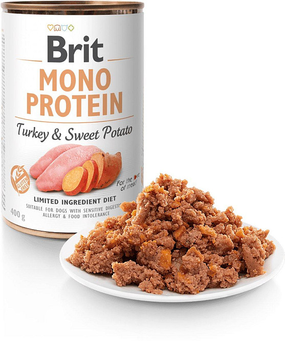 Влажный корм для собак Брит Brit Mono Protein с индейкой и бататом 400 г Винница - изображение 2