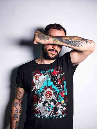 Футболка для хлопчика з аніме принтом Прінкесс Мононоке Аніме Джапанесе оверсайз (зріст від 165 до 180) Чорний AnimeJ0393m Дніпро