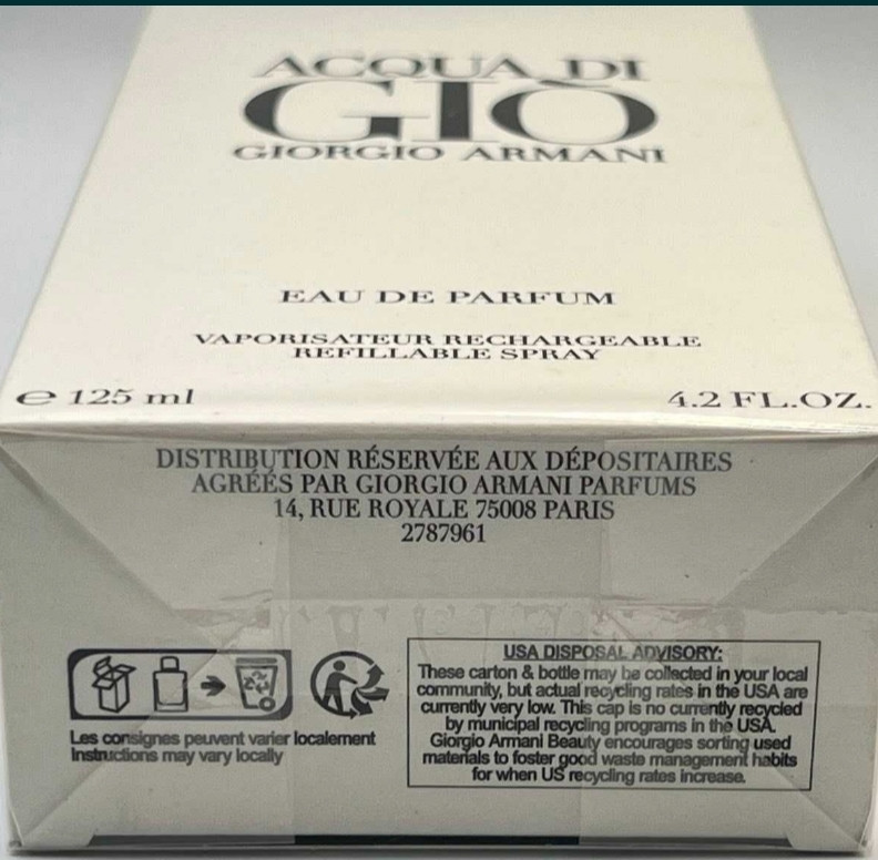 Парфюмерия: Giorgio Armani Acgua Di Gio edp 125ml. Оригинал ! Киев - изображение 3