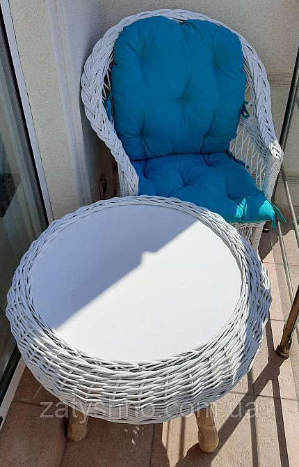 Білі плетені меблі з накидками | Київ - фото 1