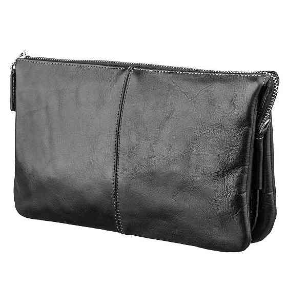 Барсетка чоловіча GRANDE PELLE 11146 з гладкої шкіри Чорна Київ