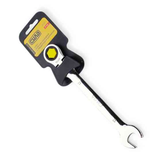 Ключ ріжково-накидний 15мм CrV тріскатковий з шарніром Мукачево