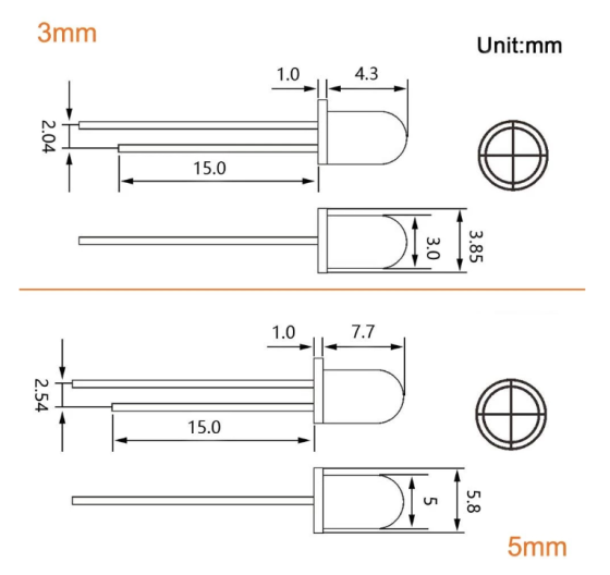 LED світлодіоди 3/5 мм, 300 шт, набір 5 кольорів у пластиковому кейсі, для паяння та електроніки MasterSem Київ