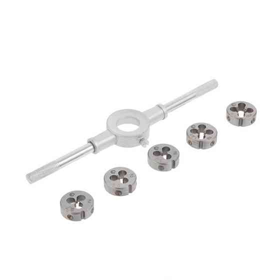 Нібор плашок з тримачем, 6 од., M4, M5, M6, M8, M10 INTERTOOL SD-8019 Киев