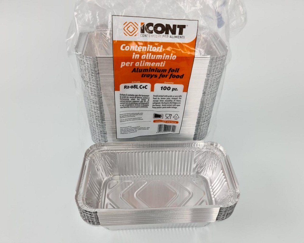 Контейнер из пищевой алюминиевой фольги прямоугольный 685мл R208L 100шт в упаковки (1 пачка) Харьков - изображение 3