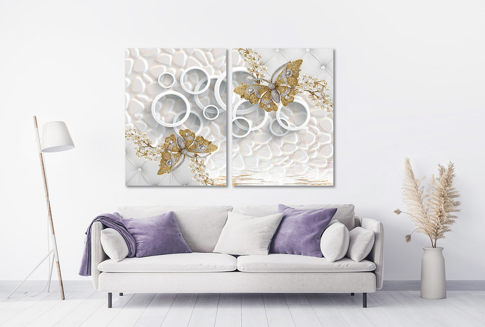 Модульная картина в гостиную / спальню Метелики з камінців TLV-2_025 70x102 см Київ - фото 2