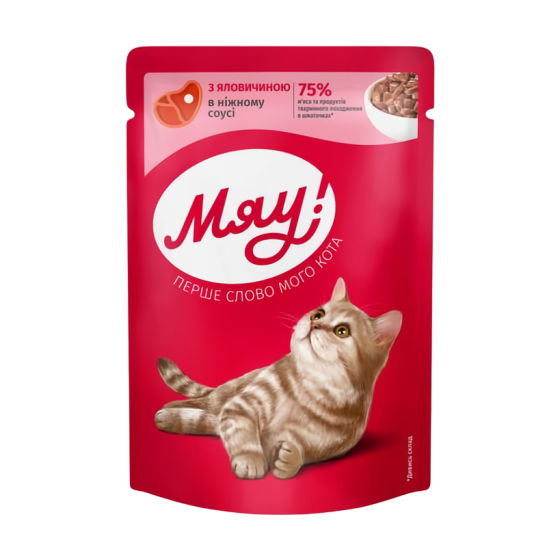 Сбалансированный влажный корм Мяу!! для взрослых кошек 