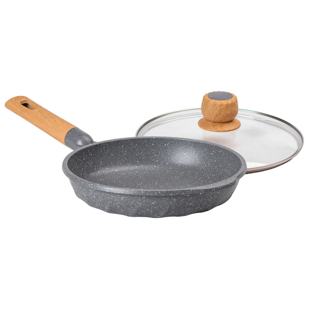 Сковорода 24 см с мраморным покрытием, 1,8 л, серая Киев - изображение 3