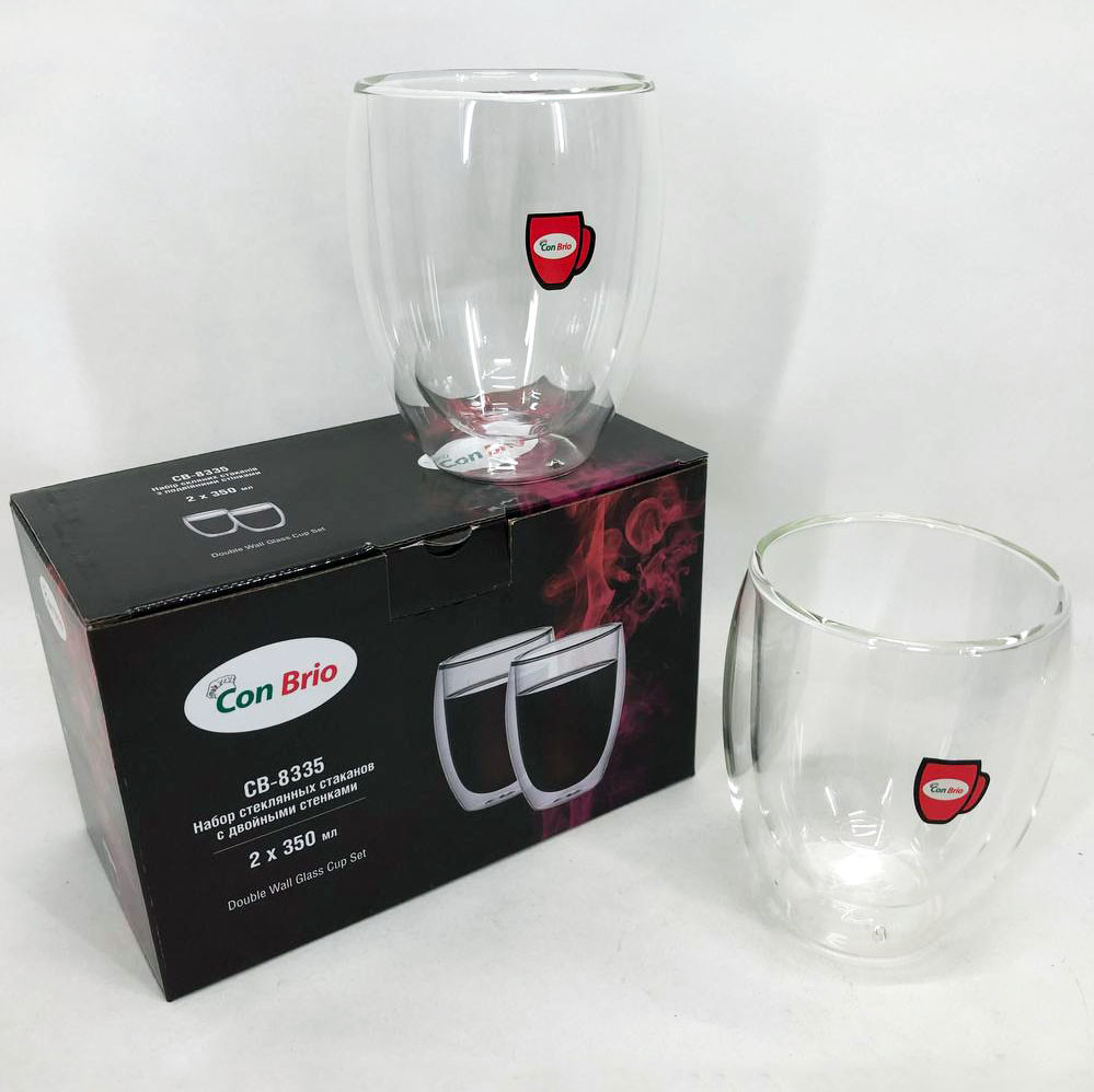 Двойные стеклянные чайные чашки Con, Набор чашек с двойными стенками хорошего качевства XG-47 Львов - изображение 6