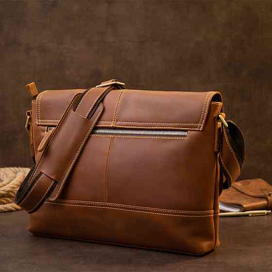 Сумка матовая мужская почтальонка Рыжая (Vintage) Киев