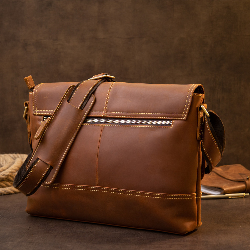 Сумка матовая мужская почтальонка Рыжая (Vintage) Киев - изображение 3