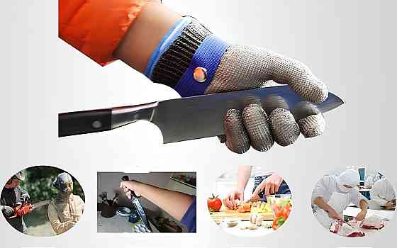 Кільчужна рукавичка RESTEQ XL з нержавіючої сталі, рукавички від порізів, захисні порізостійкі Київ