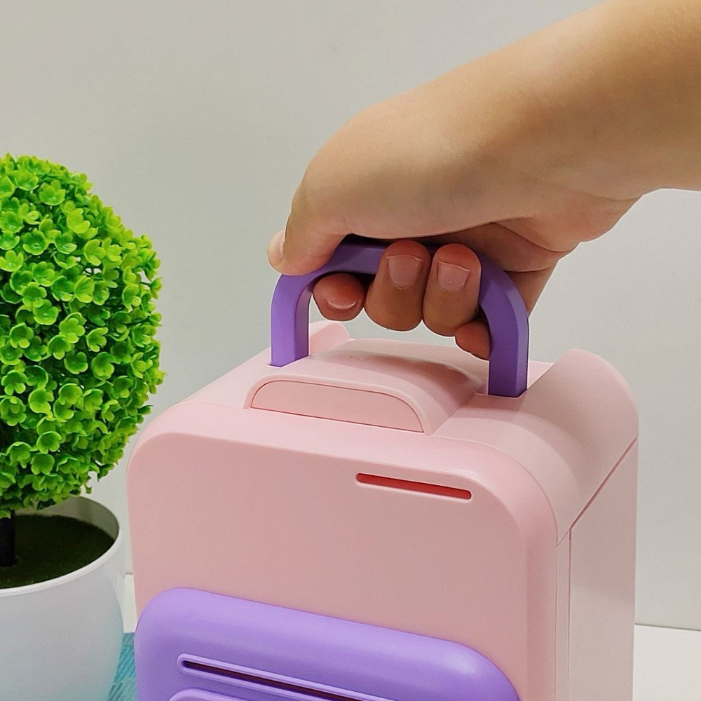 Сейф-скарбничка Банківський термінал з кодовим замком відбиток затягує купюри звук підсвічування Рожево-фіолетовий (589-36A-37A) Чернигов - изображение 6