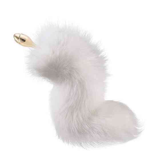 Металева анальна пробка Лисий хвіст LOCKINK SEVANDA White Fox-Tail Anal Rose-shape Plug Sex Aura Київ
