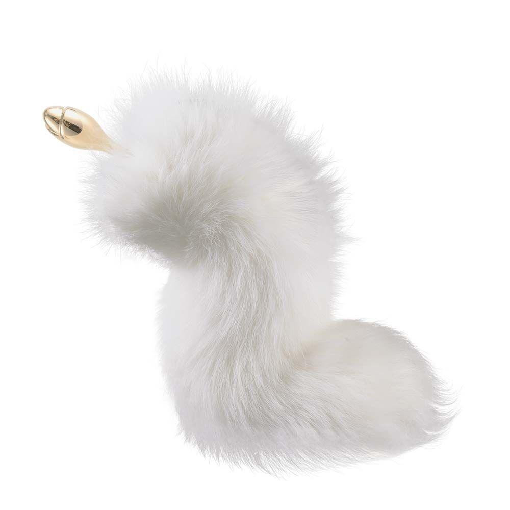 Металлическая анальная пробка Лисий хвост LOCKINK SEVANDA White Fox-Tail Anal Rose-shape Plug Sex Aura Киев - изображение 1