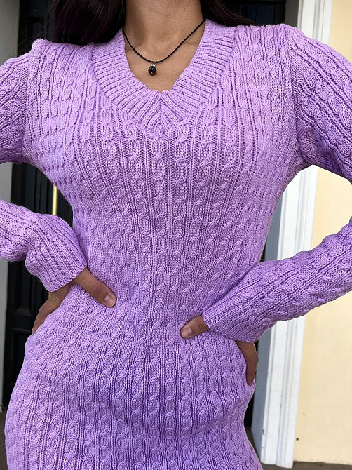 Жіноча в'язане плаття туніка трикутним вирізом.42-48р Київ - фото 4