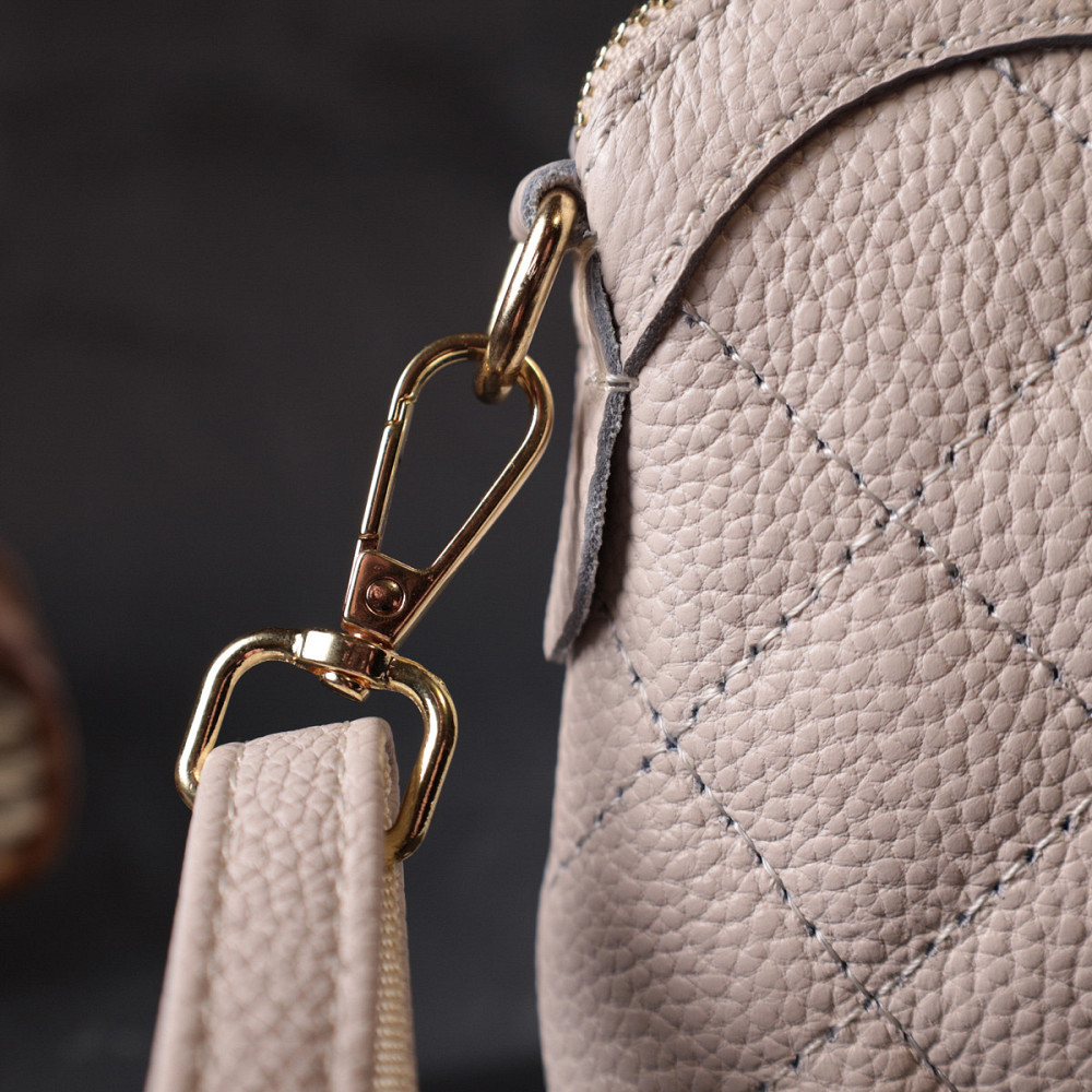 Стильна сумка жіноча через плече з натуральної стьобаної шкіри Vintage 22316 Біла Київ - фото 8