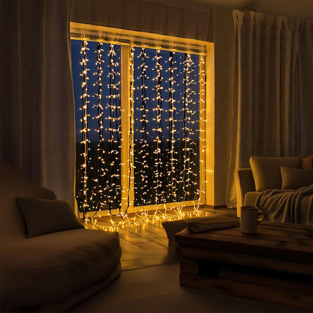 Гірлянда-штора 3х2 м, 144 LED, білий провод, жовта Київ - фото 8