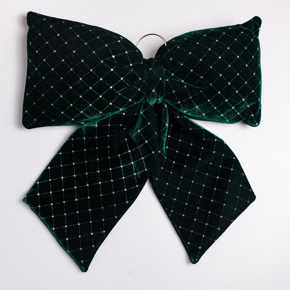 Зелений бархатний бант для декору ялинки зі стразами Київ - фото 1