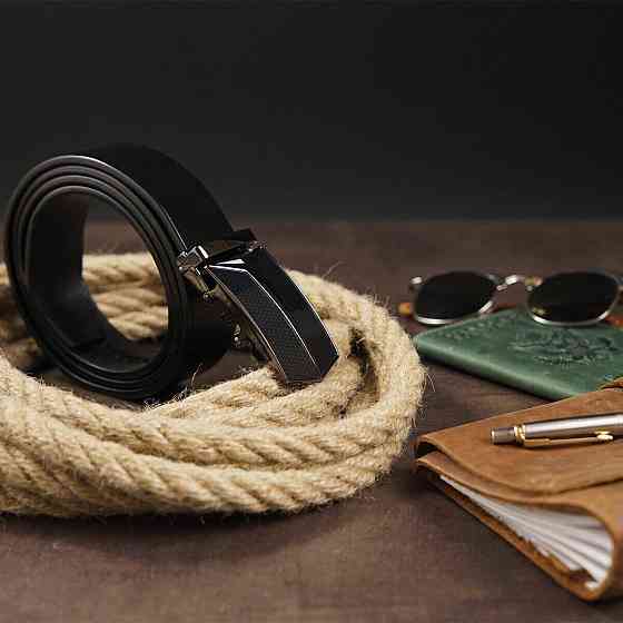 Ремень мужской с автоматической пряжкой Vintage 20282 Черный Киев