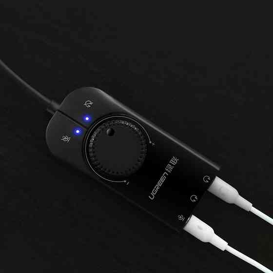 Звукова карта USB AUX jack, 2*TRS (Mic + Ear) SSS1629 Ugreen Чорна CM129 Винница