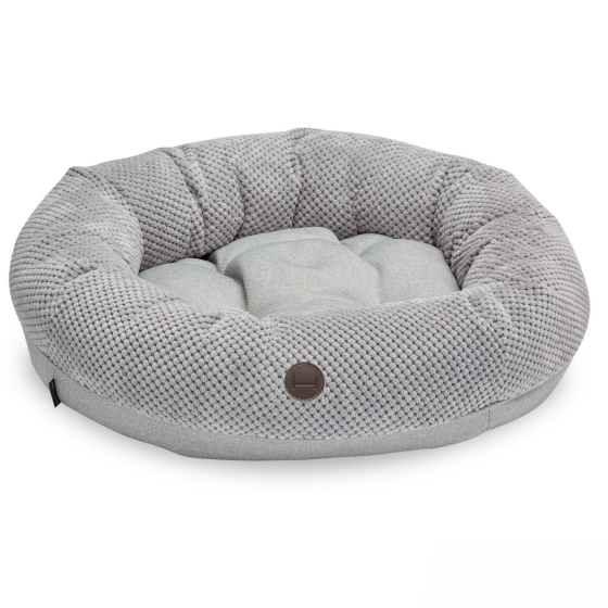 Лежанка для собак і котів овальна Harley and Cho, круглий лежак для тварин Bagel Silver Одеса