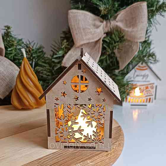 Ялинкова прикраса з LED підсвіткою у вигляді будиночку 10см Ірпінь