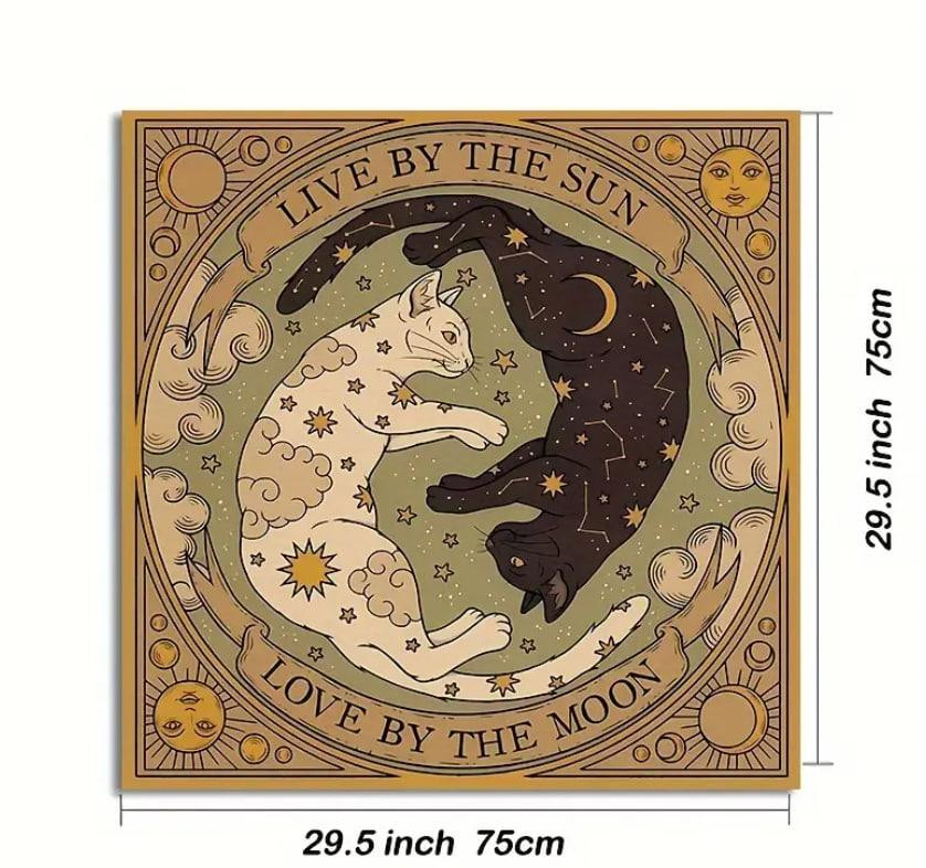 Алтарная скатерть для Таро и рун Скатерть для гадания 75*75 см | Скатерть с котом, солнцем и эхом Киев - изображение 3