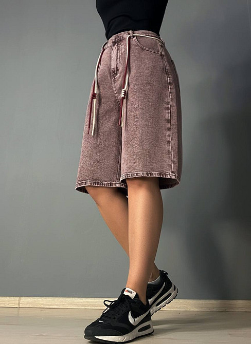 Шорты женские Liana джинсовые 4-053 бермуды с резинкой на талии и поясом большие размеры коричневые, коричневый, З2, 32, 87 см, 114 см Киев - изображение 12