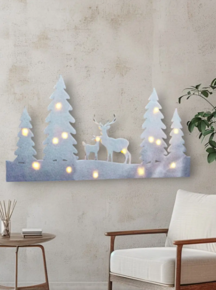 Новогодняя LED наклейка – праздничная подсветка для декора Livarno Home 60 на 30 см белый Киев - изображение 2