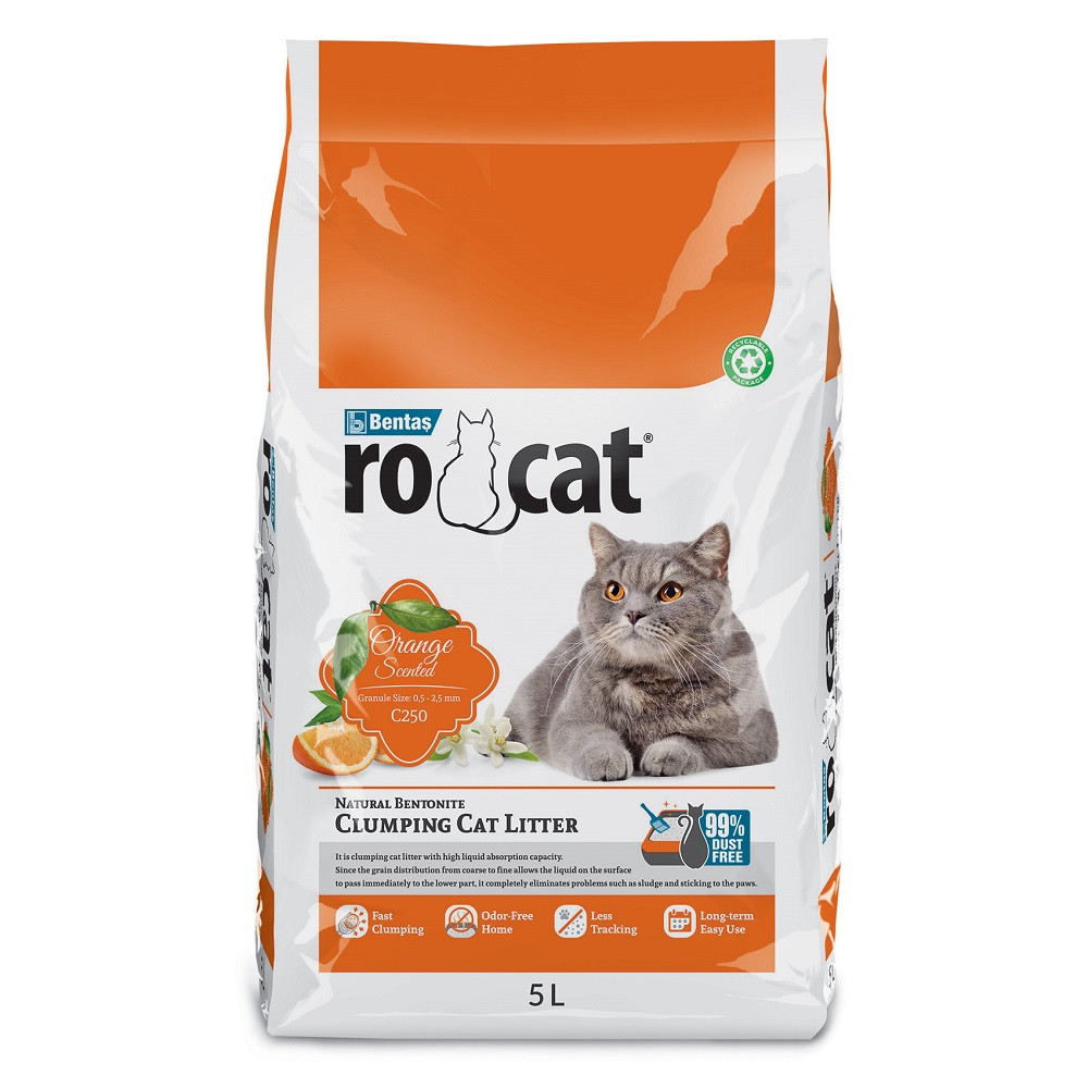 Бентонітовий наповнювач RoCat Orange Scented для котячого туалету, з ароматом апельсина, 5 л (4.3 кг) Київ - фото 1